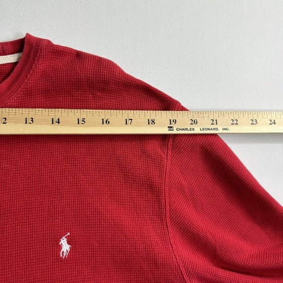 Polo Ralph Lauren‎ Men's Red Waffle Knit Thermal Longsleeve  Shirt Size Large - Picture 7 of 9